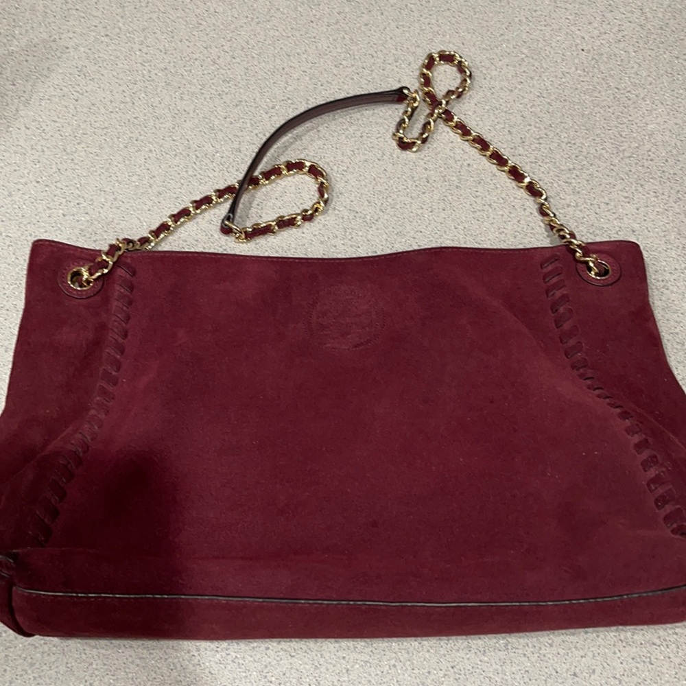 Burgundy Velvet Tory Burch Purse
